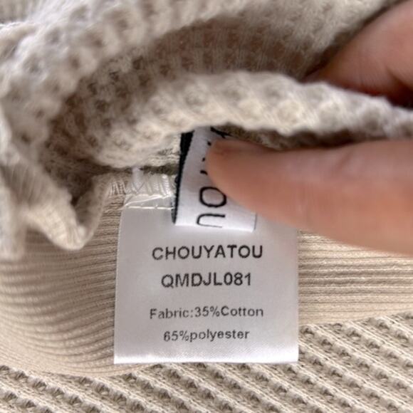 Chouyatou Loose Fit Batwing Sleeve Waffle Knit Button Down Shirt Shacket XXL - Picture 10 of 11